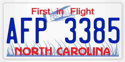NC license plate AFP3385