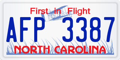NC license plate AFP3387