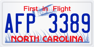 NC license plate AFP3389