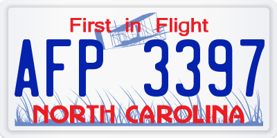 NC license plate AFP3397