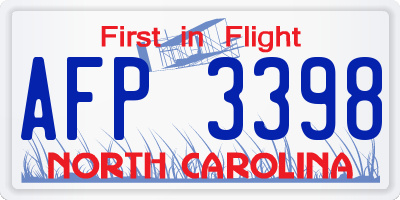 NC license plate AFP3398