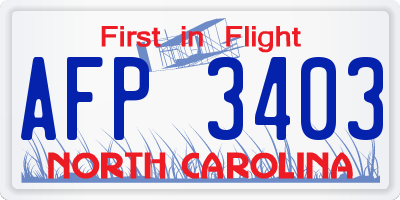 NC license plate AFP3403