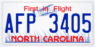NC license plate AFP3405