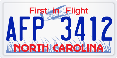 NC license plate AFP3412