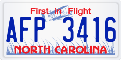 NC license plate AFP3416