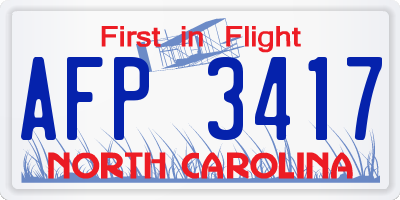 NC license plate AFP3417