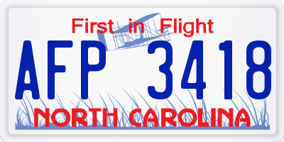 NC license plate AFP3418