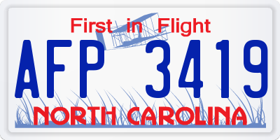NC license plate AFP3419