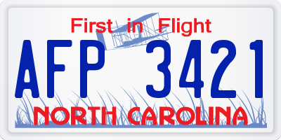 NC license plate AFP3421