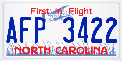 NC license plate AFP3422