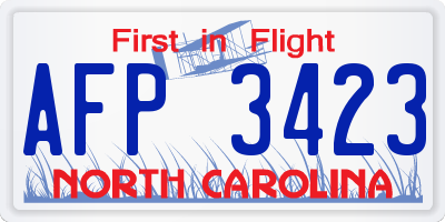 NC license plate AFP3423