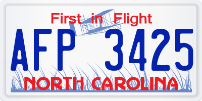 NC license plate AFP3425