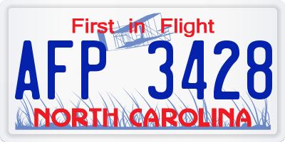 NC license plate AFP3428
