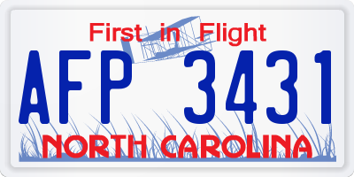 NC license plate AFP3431