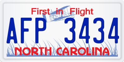 NC license plate AFP3434