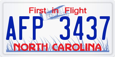 NC license plate AFP3437