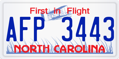 NC license plate AFP3443