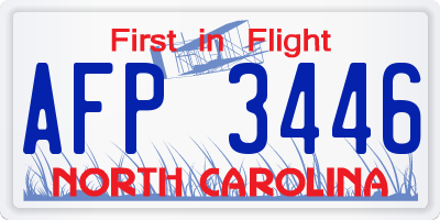NC license plate AFP3446