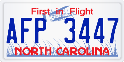 NC license plate AFP3447
