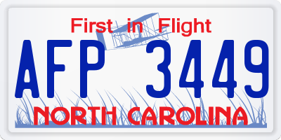 NC license plate AFP3449