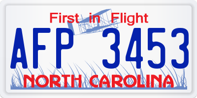 NC license plate AFP3453