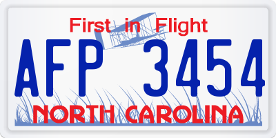 NC license plate AFP3454