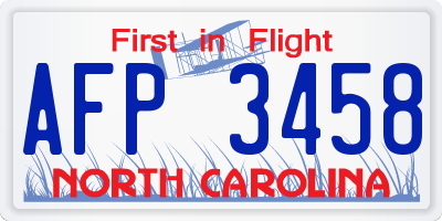 NC license plate AFP3458