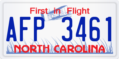 NC license plate AFP3461