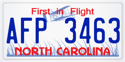 NC license plate AFP3463