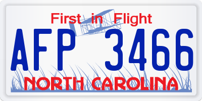 NC license plate AFP3466