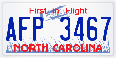 NC license plate AFP3467
