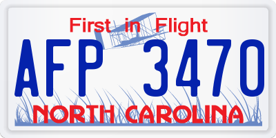 NC license plate AFP3470
