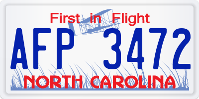 NC license plate AFP3472
