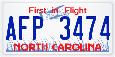 NC license plate AFP3474