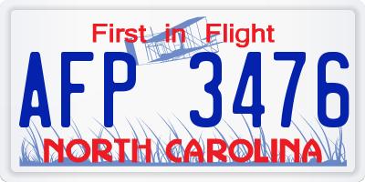 NC license plate AFP3476