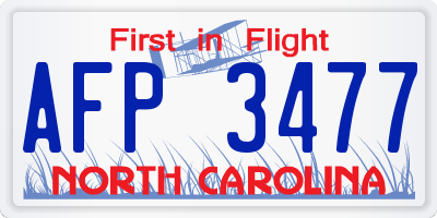 NC license plate AFP3477