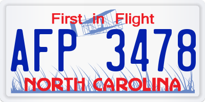 NC license plate AFP3478