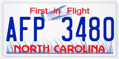 NC license plate AFP3480