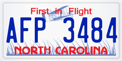 NC license plate AFP3484