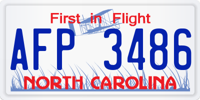 NC license plate AFP3486