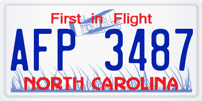 NC license plate AFP3487