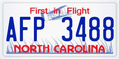 NC license plate AFP3488
