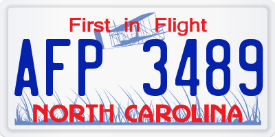 NC license plate AFP3489