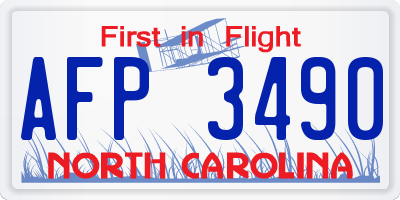 NC license plate AFP3490