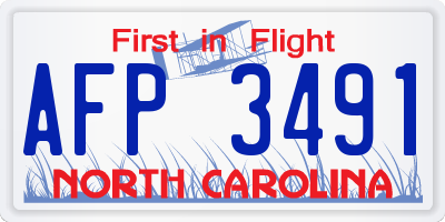 NC license plate AFP3491
