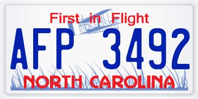 NC license plate AFP3492