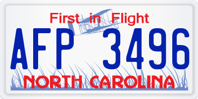 NC license plate AFP3496