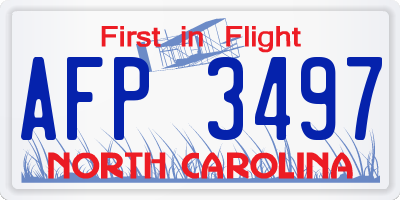 NC license plate AFP3497