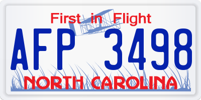 NC license plate AFP3498