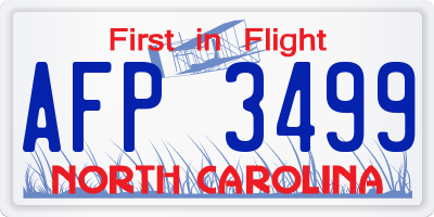 NC license plate AFP3499